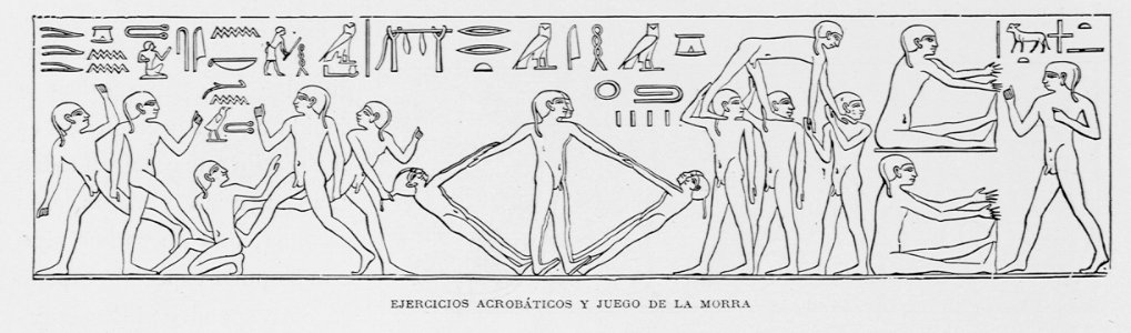"Ejercicios acrobáticos y juego de la morra"