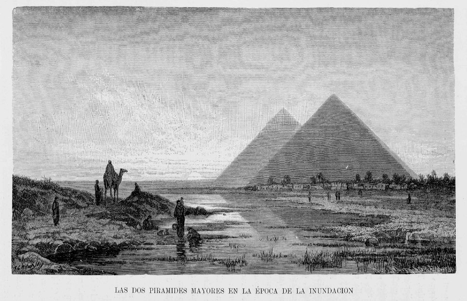 "Las dos pirámides mayores en la época de la inundación"