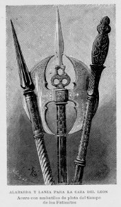 "Alabarda y lanza para la caza del León. Acero con ambatilos de plata del tiempo de los Fatimitas"