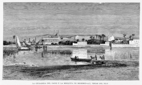 "La ciudadela del Cairo y la Mezquita de Mehemet-Alí, vistas del Nilo"