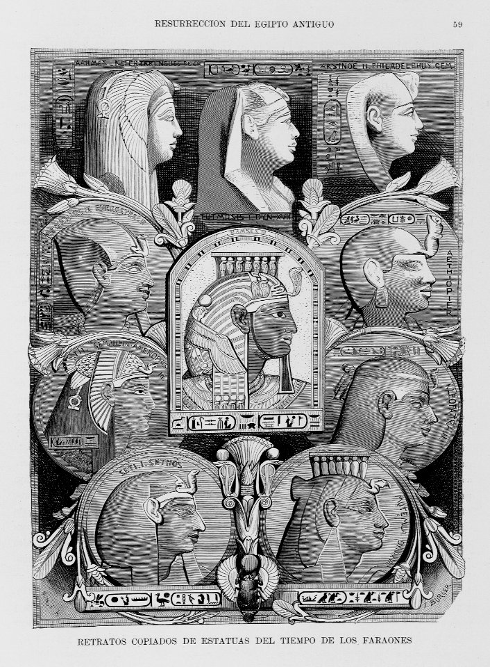 "Retratos copiados de estatuas del tiempo de los Faraones"