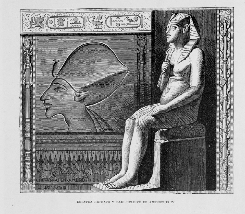 "Estatua-Retrato y Bajo-Relieve de Amenophis IV"