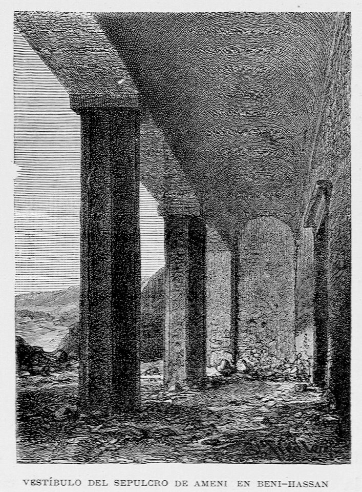 "Vestíbulo del sepulcro de Ameni en Beni-Hassan"