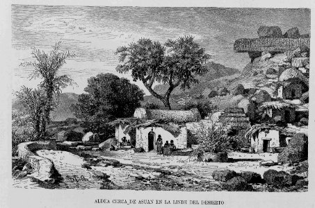 "Aldea cerca de asuan en la linde del desierto"