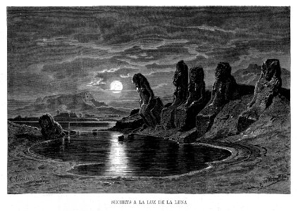 "Sechets a la luz de la luna". Free illustration for personal and commercial use.