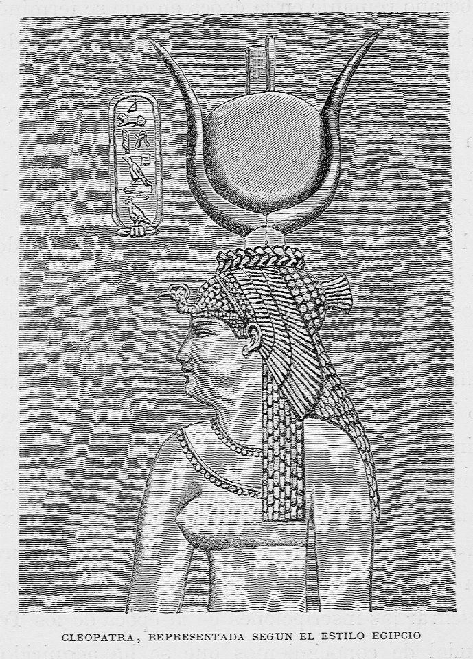 "Cleopatra, representada según el estilo Egipcio"
