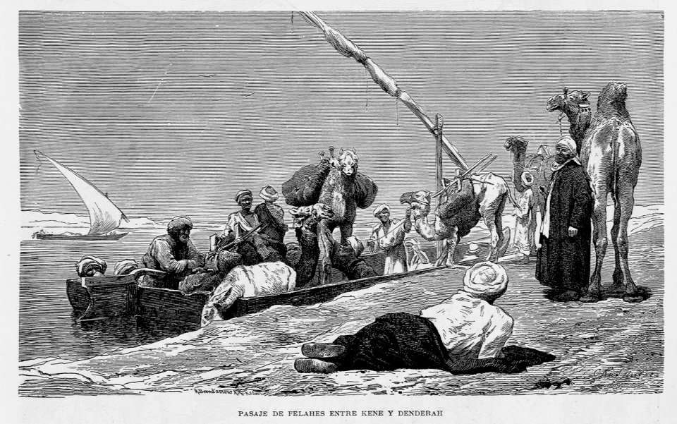 "Pasaje de Felahes entre Kene y Denderah"