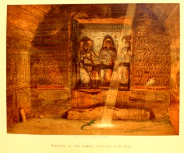 "Interior de una cámara sepulcral en El-Kab"