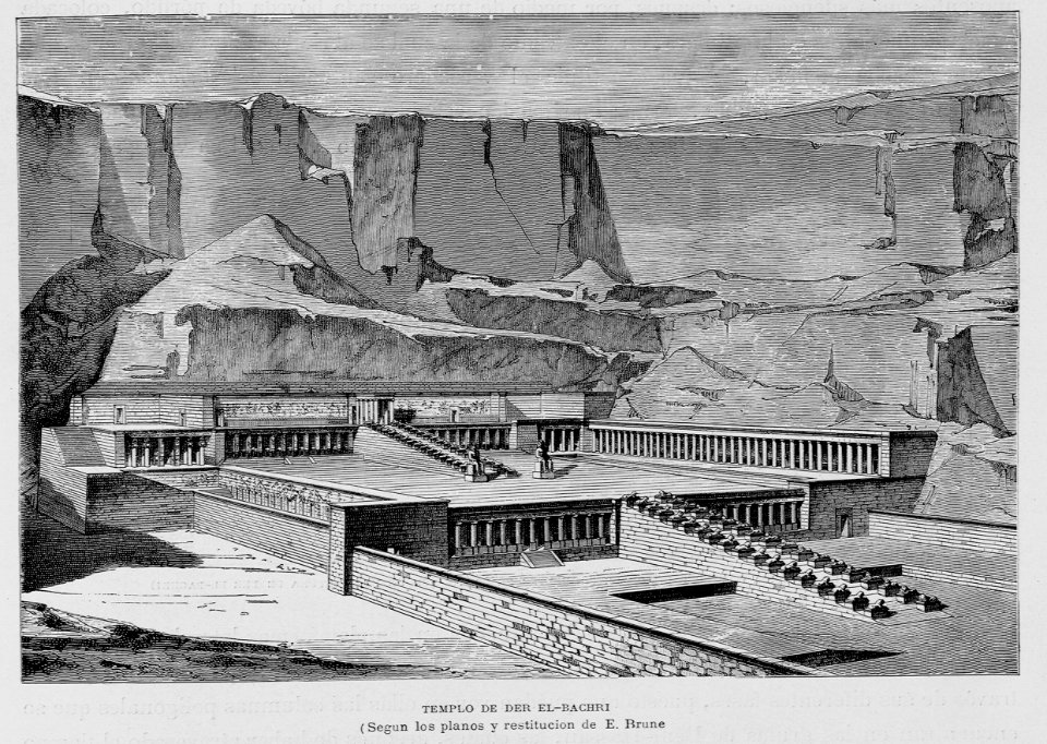"Templo de Der El-Bachri (Según los planos y restitución de E. Brune)"