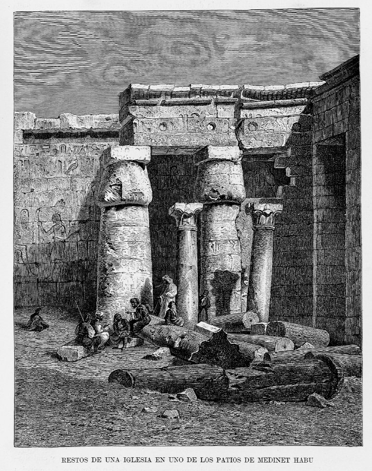 "Restos de una Iglesia en uno de los patios de Medinet Habu"