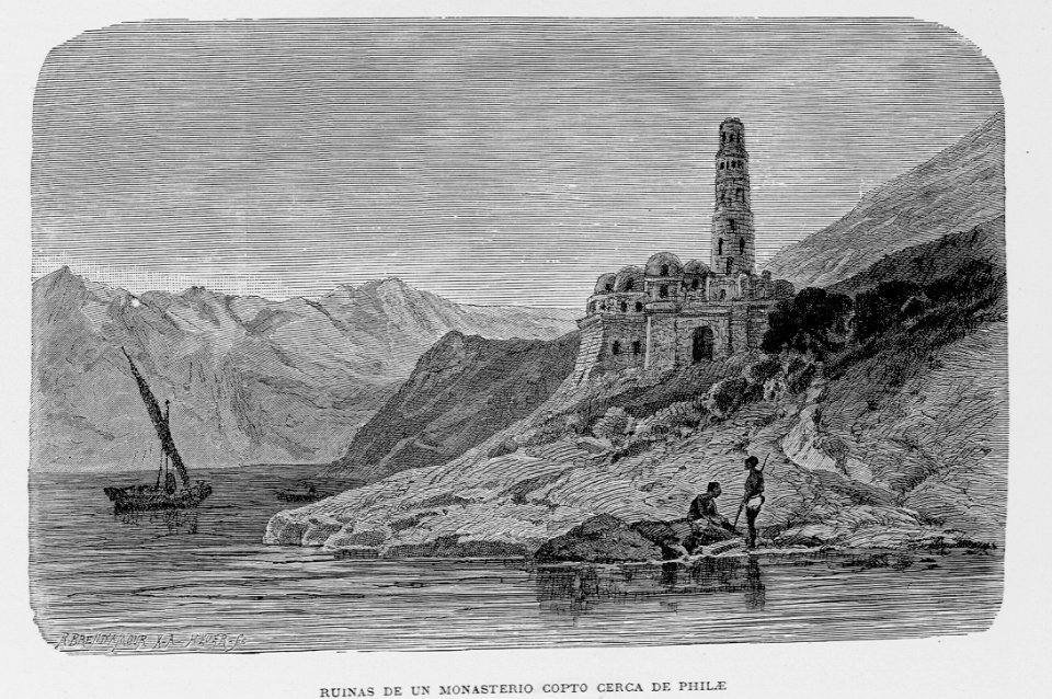 "Ruinas de un monasterio copto cerca de Philae"