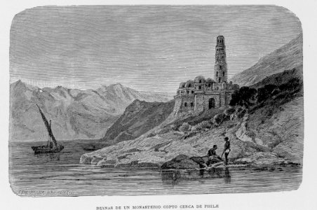"Ruinas de un monasterio copto cerca de Philae"