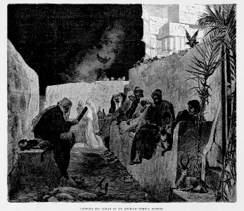 "Lectura del Corán en un antiguo templo Egipcio"