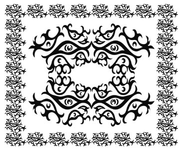 Black and white symmetric patern with. Free illustration for personal and commercial use.