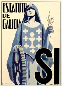 Cartel Estatuto de Galicia SI (Camilo Diaz Baliño, 1936). Free illustration for personal and commercial use.