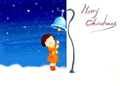 Merry Christmas with a girl. Free illustration for personal and commercial use.