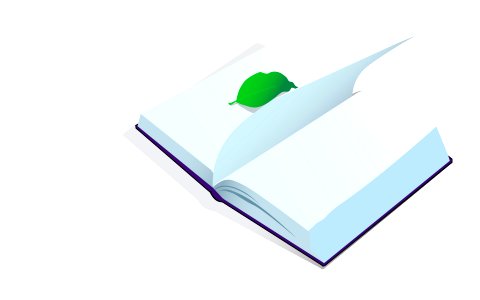 illustration of green leaf in open book. Free illustration for personal and commercial use.