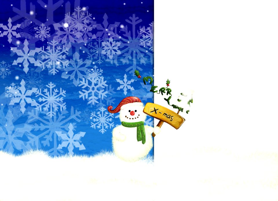 Snowman with Merry Christmas. Free illustration for personal and commercial use.