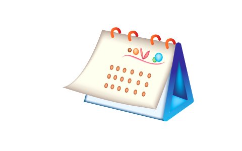 Desktop calendar against white. Free illustration for personal and commercial use.