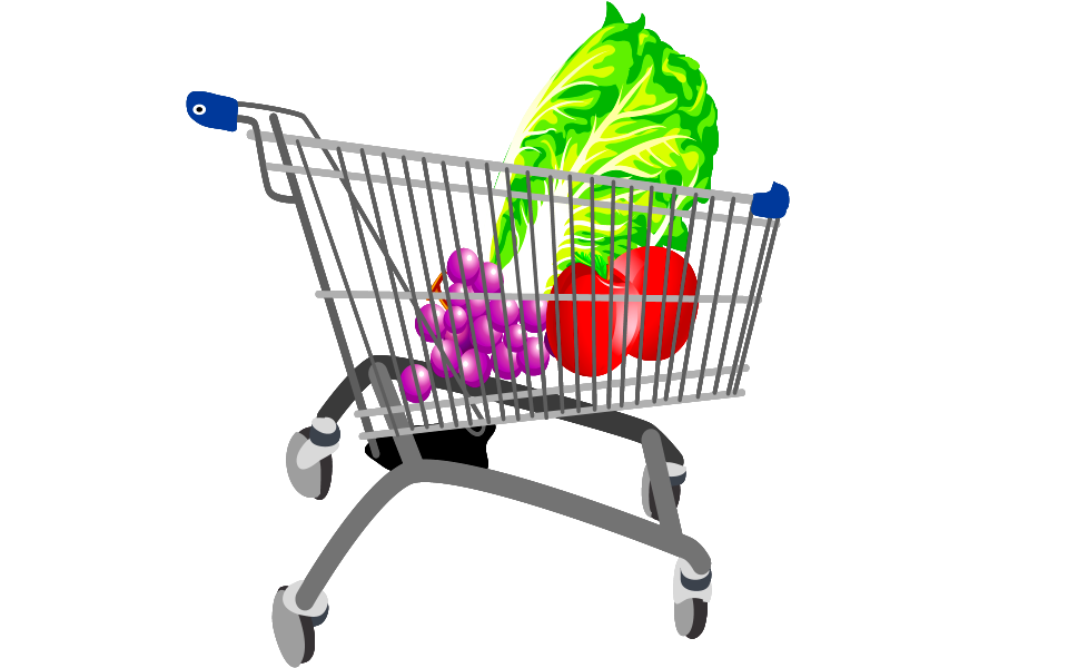 Shopping cart : grocery vegetables concept. Free illustration for personal and commercial use.