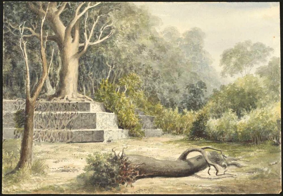 A tomb of a Tui Tonga or high chief near Tongataho, 1853, watercolour by James Gay Sawkins