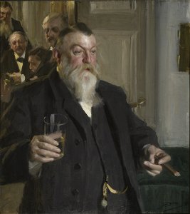 A Toast in the Idun Society (Anders Zorn) - Nationalmuseum - 20407. Free illustration for personal and commercial use.