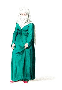 A Turkish woman in the dress worn at Constantinople - Dalvimart Octavien - 1804. Free illustration for personal and commercial use.