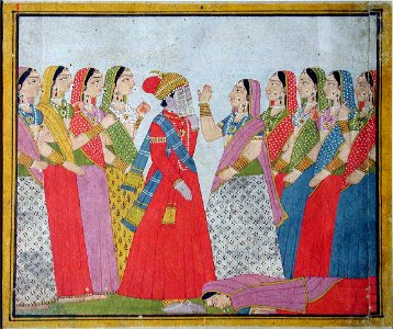A veiled Madhu with Malati and a group of women (6125125490)