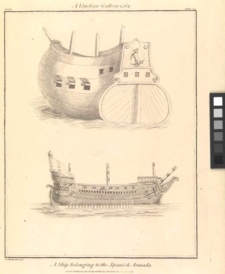 A Venetian Galleon 1564 and A ship belonging to the Spanish Armada (Galleys 11) RMG PX8322