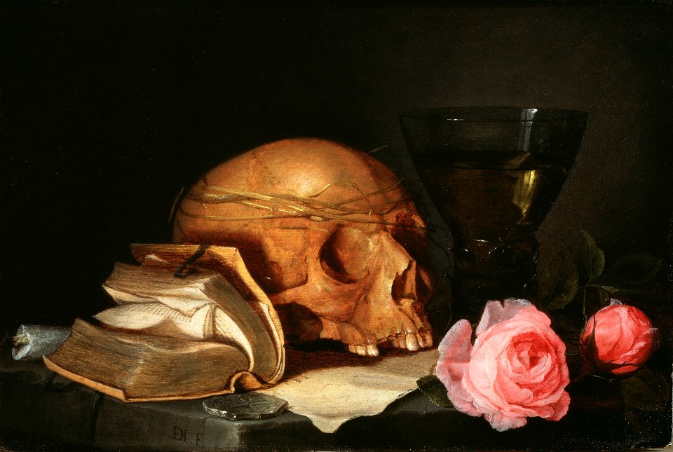 A Vanitas Still-Life with a Skull, a Book and Roses (Jan Davidsz. de Heem) - Nationalmuseum - 23891