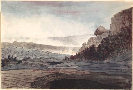 A view in the crater of Kiluea, 1855, watercolour by James Gay Sawkins (1)
