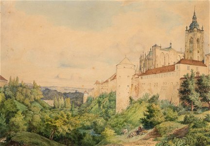 A View of Prague Castle from the Powder Bridge 1850