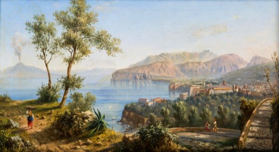 A View of Salerno and Vesuvius. Free illustration for personal and commercial use.