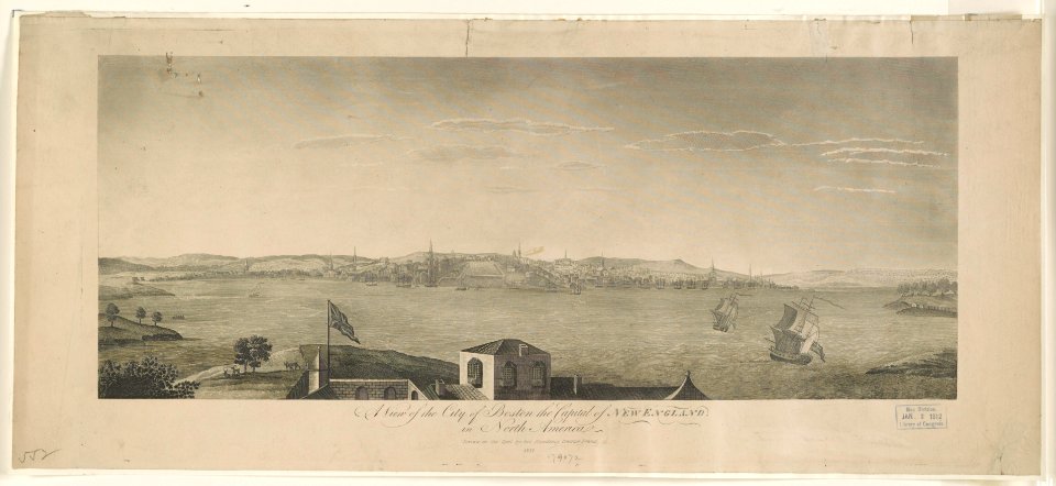 A view of the City of Boston the capital of New England, in North America - drawn on the spot by his excellency Governor Pownal. LCCN2004672476