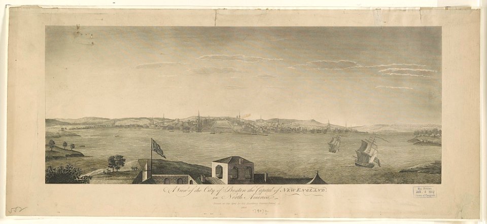 A view of the City of Boston the capital of New England, in North America - drawn on the spot by his excellency Governor Pownal. LCCN2004672476