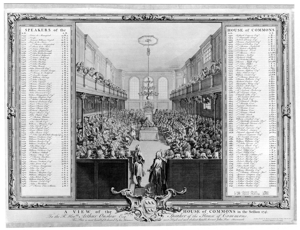 A View of the House of Commons (includes Robert Walpole, 1st Earl of Orford; Arthur Onslow and numerous other sitters) by John Pine