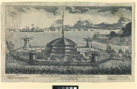 A View of the French Raft, as seen Afloat at St Maloes, in February 1798 (with key) (rafts 8) RMG PY7432