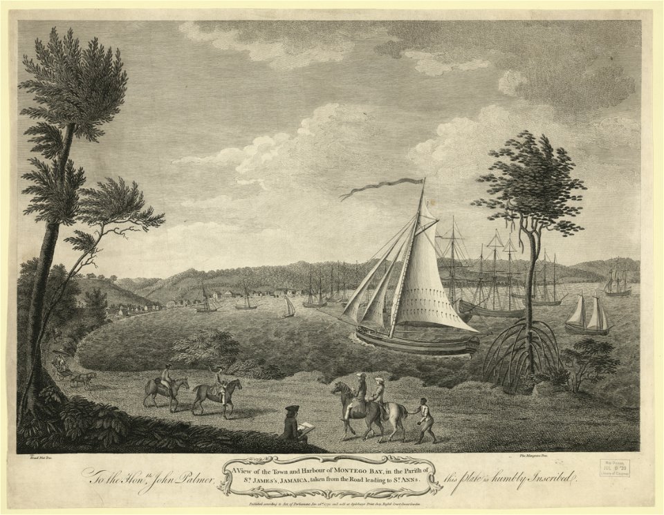 A view of the town and harbour of Montego Bay, in the parish of St. James's, Jamaica, taken from the road leading to St. Anns LCCN2004670564