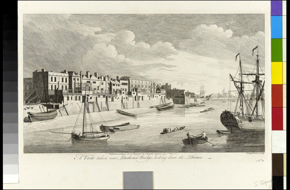 A View taken near Limehouse Bridge, looking down the Thames RMG PY2196
