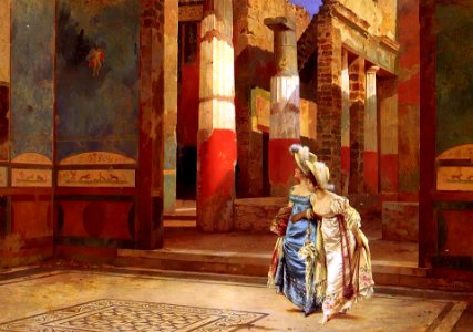 A visit to Pompeii by Luigi Bazzani, before 1927