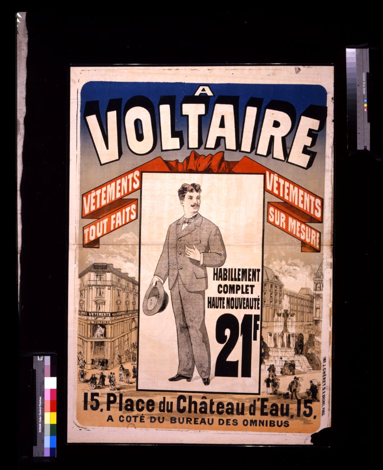 A Voltaire- vêtements tout fait, vêtements sur mesure - - J. Chéret. LCCN2009632707