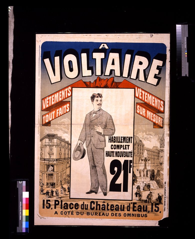 A Voltaire- vêtements tout fait, vêtements sur mesure - - J. Chéret. LCCN2009632707