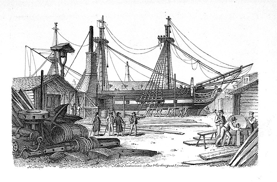 A West Indiaman in Cox and Curlin's yard Limehouse RMG PU7906