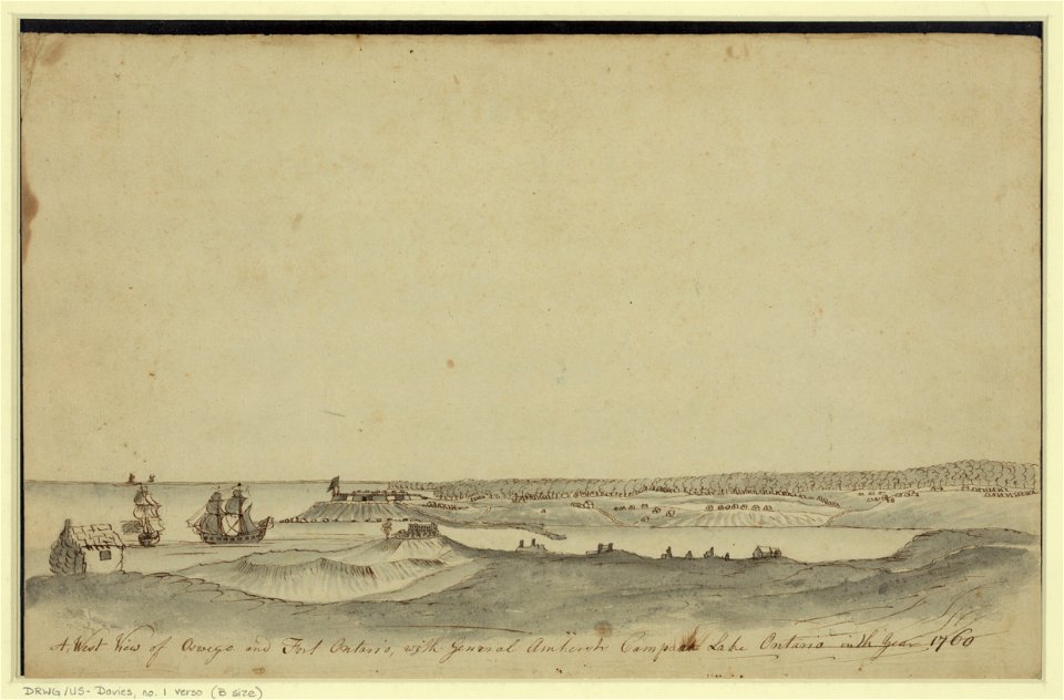 A west view of Oswego and Fort Ontario with General Amherst's camp at Lake Ontario in the year 1760 LCCN2004661623