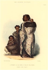 A WOMAN AND HER SONS OF NGA TI TOA TRIBE, PORIRUA COOKS STRAITS, The New Zealanders Illustrated, 1847