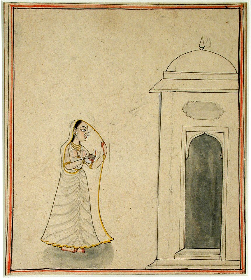 A woman approaches a pavilion, lamp in hand (6124581263)
