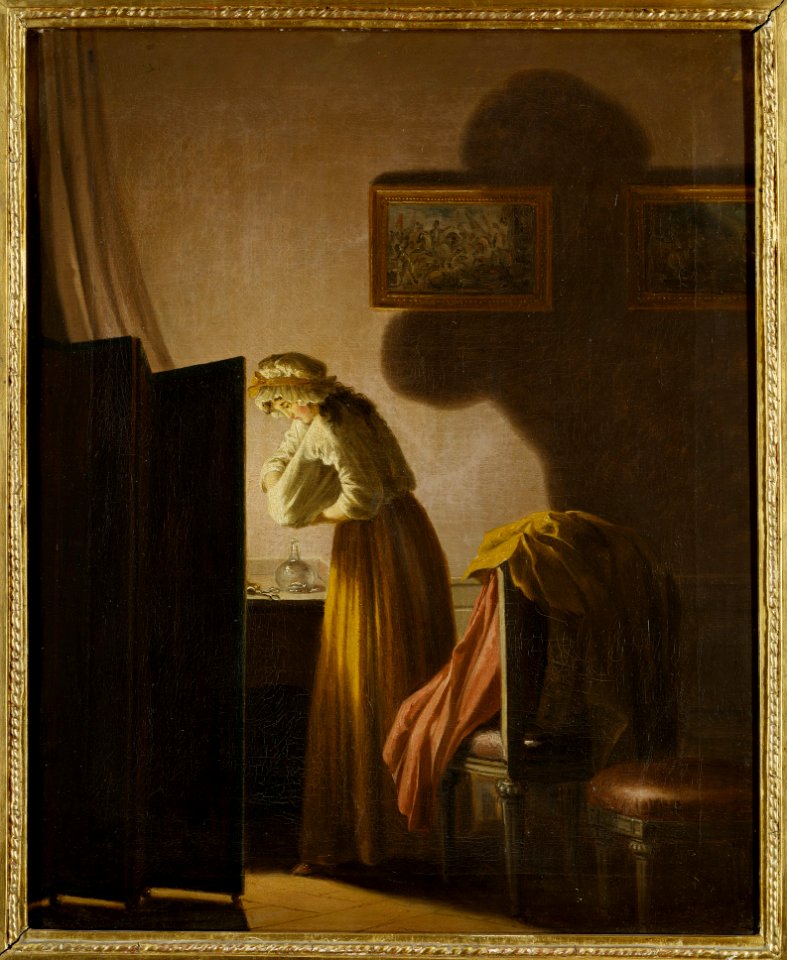 A Woman Picking Fleas by Candlelight (Pehr Hilleström d.ä.) - Nationalmuseum - 23805