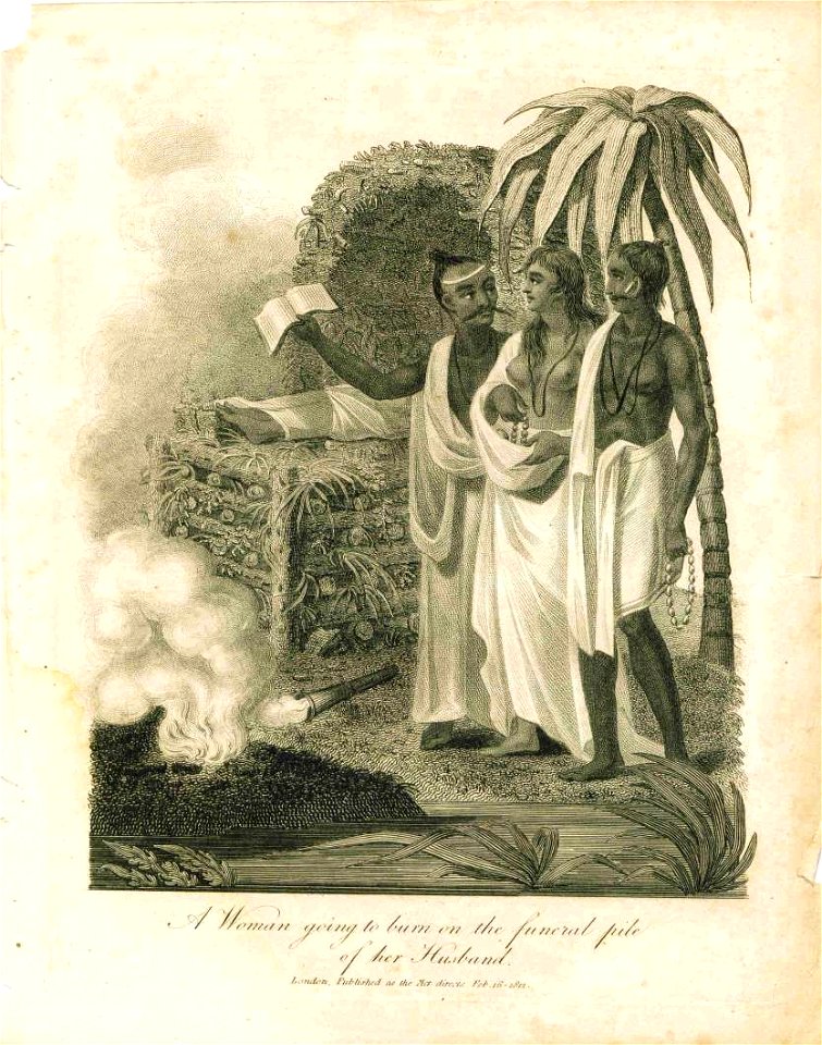 A Woman going to burn on the funeral pile of her Husband
