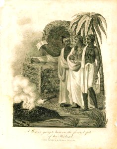 A Woman going to burn on the funeral pile of her Husband