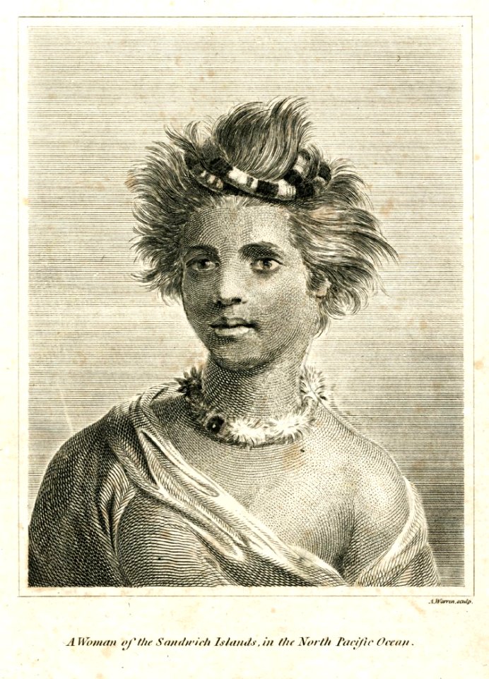 A Woman of the Sandwich Islands, in the North Pacific Ocean, sketched by Webber, printed by Warren
